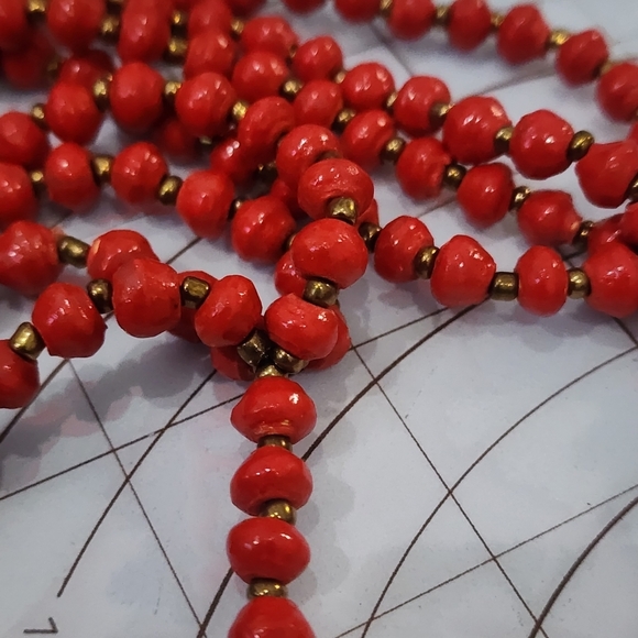 Teng Yue Multi-Strand Red Bead Necklace and Bracelet Set - Picture 11 of 12